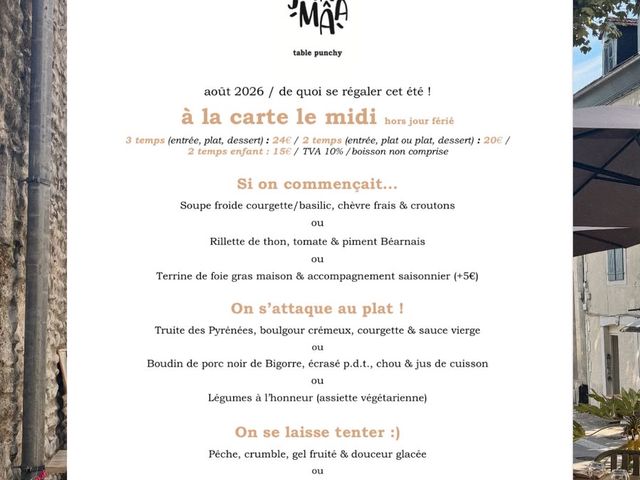 JÒÏA MÂA à la carte le midi