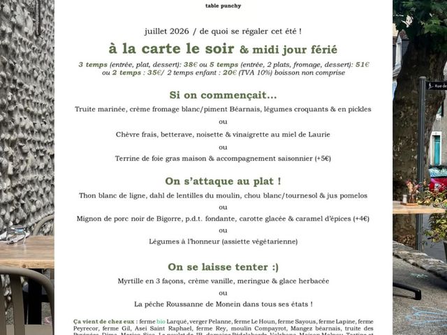 JÒÏA MÂA à la carte le soir  & le midi jour férié